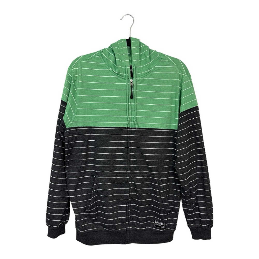 Ripcurl Men's Large Full Zip Sweater Jacket Table Rock Fleece Striped Green